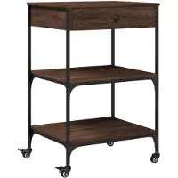 vidaXL Keukentrolley 60x48x89,5 cm bewerkt hout bruin eikenkleurig