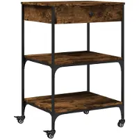 vidaXL Keukentrolley 60x48x89,5 cm bewerkt hout gerookt eikenkleurig