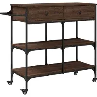 vidaXL Keukentrolley 105x42x95 cm bewerkt hout bruin eikenkleurig