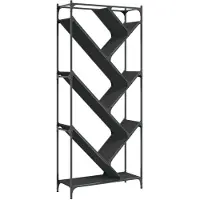 vidaXL Boekenkast 79x30x180 cm bewerkt hout en metaal zwart