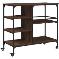 vidaXL Keukentrolley 100x45x89,5 cm bewerkt hout bruin eikenkleurig