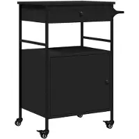 vidaXL Keukentrolley 56x43x89,5 cm bewerkt hout zwart