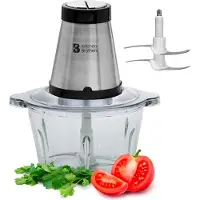 Kitchenbrothers Hakmolen - Food Chopper - Elektrisch - 2 Snelheden - 300W - 1,8L - Glazen Kom