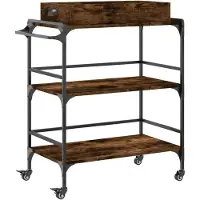 vidaXL Keukentrolley 81,5x41x92,5 cm bewerkt hout gerookt eikenkleurig