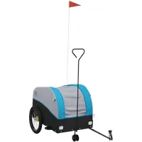 vidaXL Fietsaanhanger, zwart en blauw, 45 kg, staal