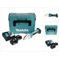 Makita Elektrische metaalschaar, DJS 161 RGJ Accu Plaatschaar 18 V 1,6 mm + 2x Accu 6,0 Ah + Lader + Makpac