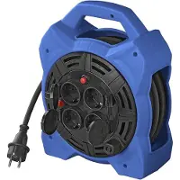 Proplus Kabelhaspel 15 meter – Schuko-kabel voor huishoudelijk gebruik – 4 stopcontacten en LED-verlichting – Blauw