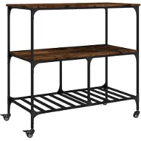 vidaXL Keukentrolley 100x50x95 cm bewerkt hout gerookt eikenkleurig
