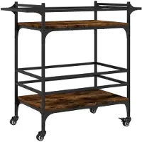 vidaXL Keukentrolley 82x40x78,5 cm bewerkt hout gerookt eikenkleurig