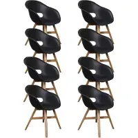 BUITEN living Karlstad dining tuinstoel set van 8 | kunststof + hardhout | zwart