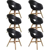 BUITEN living Karlstad dining tuinstoel set van 6 | kunststof + hardhout | zwart