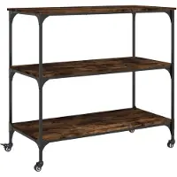 vidaXL Keukentrolley 102x50x95 cm bewerkt hout gerookt eikenkleurig
