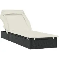 vidaXL Ligbed met inklapbaar dak 213x63x97 cm poly rattan zwart