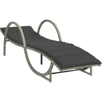 vidaXL Ligbed met kussen 60x199x42 cm poly rattan lichtgrijs