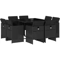 vidaXL 9-delige Tuinset poly rattan zwart