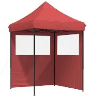 vidaXL Partytent inklapbaar pop-up met 2 zijwanden bordeauxrood