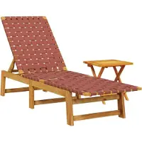 vidaXL Ligbed met tafel massief acaciahout en stof rood