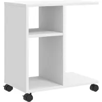vidaXL Bijzettafel met wieltjes 50x30x55 bewerkt hout wit