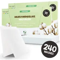 Mr. Green Mind Wasstrips ECO 240 Wasbeurten Fresh Linen Wasmiddel Milieuvriendelijke Wasstrips Wasmiddel Voordeelverpakking incl. wasverzachter
