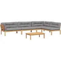 vidaXL - 5-delige - Loungeset - pallet - met - kussens - massief - acaciahout