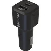 Muvit Autolader Sigarettenaansteker PD USB-C 30W - QC 3.0 USB-A 18 W Zwart