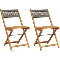 vidaXL Bistrostoelen 2 st massief acaciahout en touw grijs