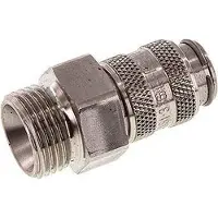 Parker RVS 316L DN 5 Luchtkoppeling Snelkoppeling G 3/8 inch Buitendraad Double Shut-Off