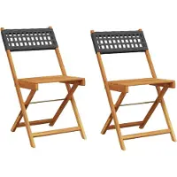 vidaXL Bistrostoelen 2 st massief acaciahout en poly rattan zwart