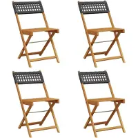 vidaXL Tuinstoelen 4 st inklapbaar poly rattan en massief hout zwart