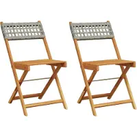 vidaXL Bistrostoelen 2 st massief acaciahout en poly rattan grijs