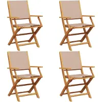 vidaXL Tuinstoelen 4 st inklapbaar stof en massief hout taupe
