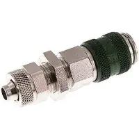 Tameson Vernikkeld Messing DN 5 Groen Luchtkoppeling Snelkoppeling 6x8 mm Push-On Schotkoppeling Double Shut-Off