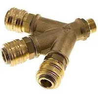 Tameson Messing DN 7.2 (Euro) Luchtkoppeling Snelkoppeling G 3/8 inch Buitendraad Wandmontage 3-weg
