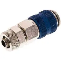 Tameson Vernikkeld Messing DN 5 Blauw Luchtkoppeling Snelkoppeling 6x8 mm Push-On Double Shut-Off