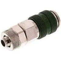 Tameson Vernikkeld Messing DN 5 Groen Luchtkoppeling Snelkoppeling 6x8 mm Push-On Double Shut-Off