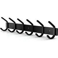 TOJ 12 Haaks Wandkapstok – 46cm - Muur / Wand Kapstok - Hangende Design Muurkapstok - Handdoekrek - RVS - Mat Zwart