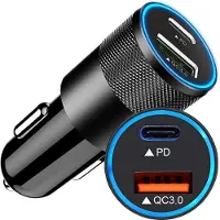 Dutchone Autolader USB A & USB C - Auto oplader USB - USB C autolader 2 poorten - Auto lader - Sigar