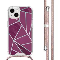 IMoshion Design hoesje met koord voor de Apple iPhone 14 - Bordeaux Graphic