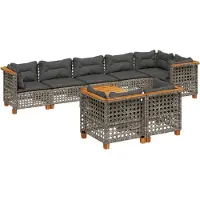 vidaXL 9-delige Loungeset met kussens poly rattan grijs