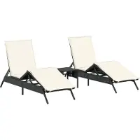 vidaXL Ligbedden 2 st met tafel poly rattan zwart
