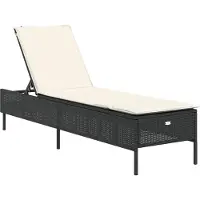 vidaXL Ligbed met kussen poly rattan zwart