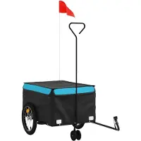 vidaXL Fietstrailer 45 kg ijzer zwart en blauw