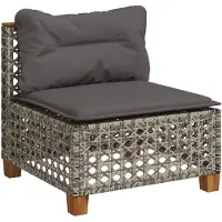 vidaXL Tuinbank zonder armleuning met kussens poly rattan grijs