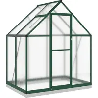 vidaXL Kas met funderingsframe, groen, 169x114x202 cm, aluminium
