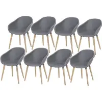 AVH-Collectie Set van 8 Swan dining kuipstoel grijs kunststof