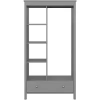 Ebuy24 Tromsø kledingkast zonder deuren 3 planken, 1 lade, 1 ophangstang grijs.