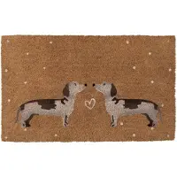Clayre & Eef Deurmat 75x45 cm Bruin Kokosvezel PVC Teckels Kokosmat Bruin Kokosmat