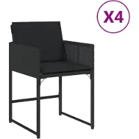 vidaXL Tuinstoelen 4 st met kussens poly rattan zwart