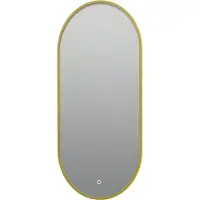 Guido Gusto Ovale badkamerspiegel Alessandro mat goud met verwarming, LED verlichting en touch sensor 40x80cm