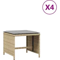 vidaXL Tuinkrukken 4 st kussens 40x40x35 cm poly rattan gemengd beige